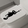 thumbnail image 2 of 1pc Black Cat Toilet Sticker, Cartoon Black Cat Animals Pet Toilet Cover Wall Deocr, For Bathroom Restroom Home Decor Halloween (13.7*4.7inch), 2 of 4