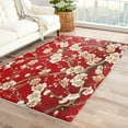 thumbnail image 1 of 3x5 Rug, Chinoiserie Rug & Home Decor - Front Door Mat Indoor Entrance, Chinese Red and Gold Rugs for Entryway, Washable Non Slip Soft Small Area Rug, Cherry Blossom Carpet & Room Decorations X-&266, 1 of 7