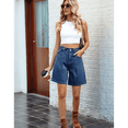 thumbnail image 5 of Womens Jean Shorts High Waisted Stretchy Bermuda Shorts Trendy Casual Denim Shorts Loose Fit Dark Blue S, 5 of 9
