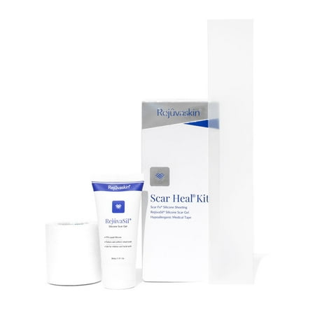 Rejuvaskin Scar Heal Kit, 1.5 x 9 Silicone Sheet, Scar FX Gel and Hypoallergenic Medical Tape, 3 Pc