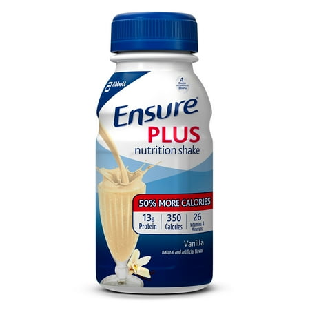 Ensure Plus Nutrition Shake Vanilla with 13 grams of protein, Meal Replacement Shakes, 8 Fl oz Bottles, 16 Ct