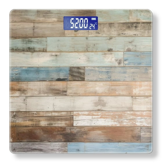 High Precision Body Weight Scale Smart Bathroom Scales with Large LCD Display(400lbs),Decorative for Bedroom-Rustic Wooden Wall With Weathered And Distressed Planks