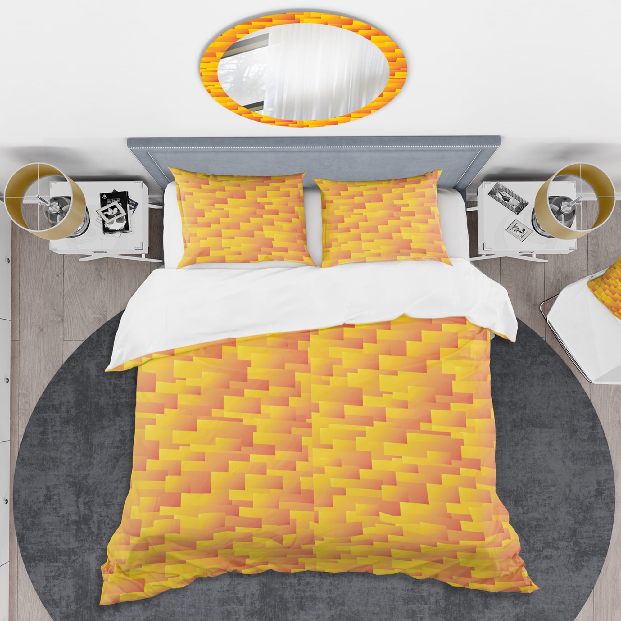 Designart 'Retro Square Design VIII' Mid-Century Modern Duvet Cover Set