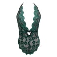 thumbnail image 3 of WZXFASHION Ladies' Interest Underwear Body Molding Stitching Embroidery Deep V Suit Sling Intimates Green L, 3 of 5