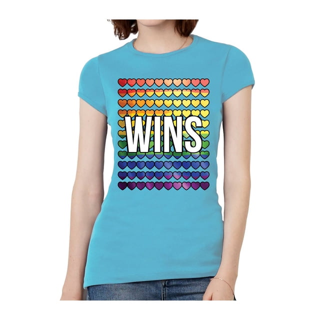 T-Shirt à Manches Courtes pour Femmes Love Wins - Turquoise - Petit