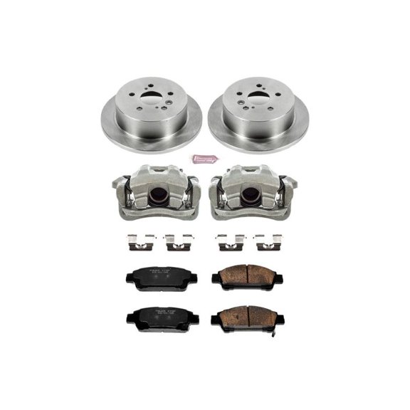 PowerStop Rear Stock Replacement Brake Pad and Rotor Kit with Calipers Fits: TOYOTA Select Models KCOE5498