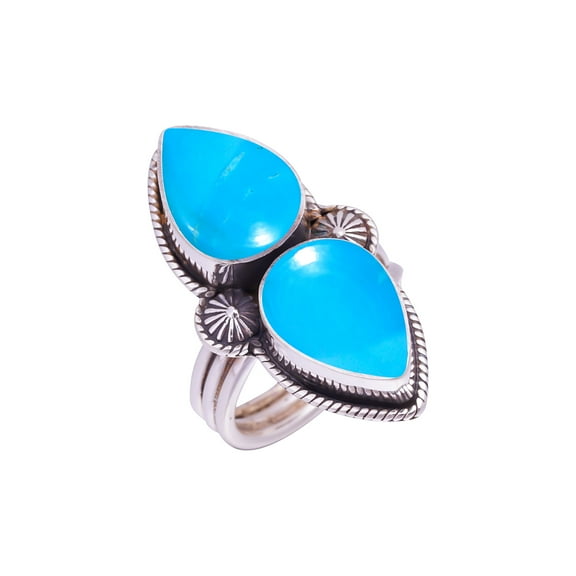 Magnesite Turquoise Gemstone 925 Sterling Silver Ring V9429, Magnesite Turquoise Ring, Gemstone Ring, Handmade Ring, Blue Ring, Pear Ring, Gift For He