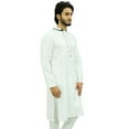 thumbnail image 3 of Atasi Men's Long White Cotton Mandarin Collar Shirt Ethnic Clothing-Small, 3 of 6