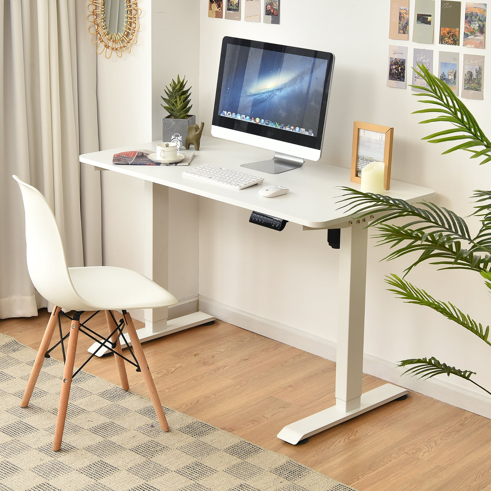Costway Electric Adjustable Standing Desk Stand up Workstation w/Control White