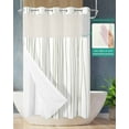 thumbnail image 3 of No Hook Shower Curtains, Sage Green Small Shower Curtains with Snap in Liner, Abstract Lines Gradient Minimalist Modern Waterproof Washable Fabric Bathroom Shower Curtain Sets, 36" x 78", 3 of 7