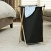 Household Essential 6540-1 X-Frame Laundry Hamper, Bamboo Frame with Black Canvas Bag