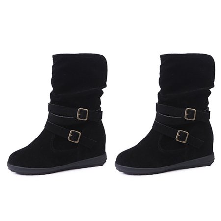

Women Suede Ankle Boots Thicken Winter Warm Plush Flat Ankle Shoes 36