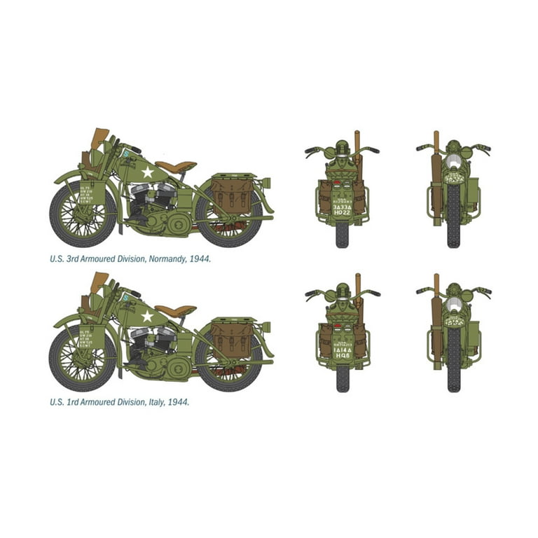 Italeri U.S. Motorcycles 1:35 Scale Military Model Kit Multi-Colored