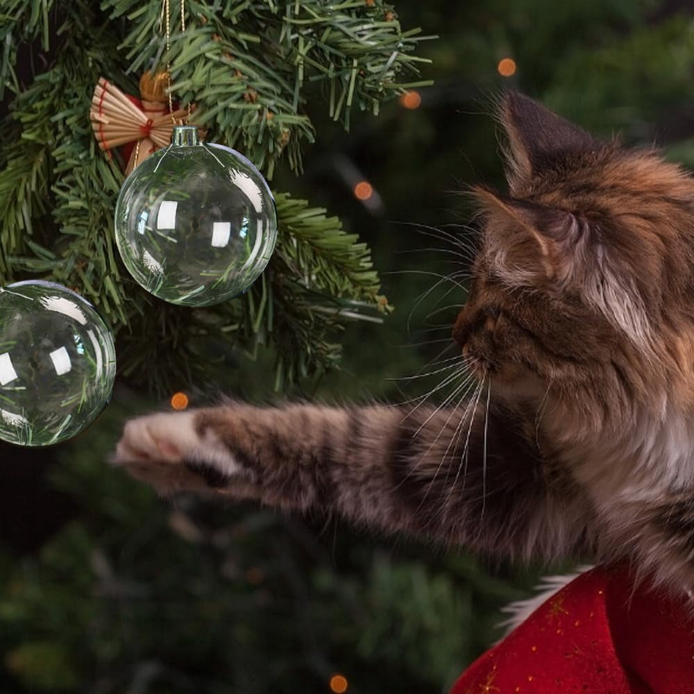 Clear Plastic Ornaments,Transparent Christmas Balls,Fillable Sphere Ornament,Circle Festival Hanging DIY Balls for Xmas Tree,Wedding,Birthday,Crafts,Party,3.15 in/24 Pcs