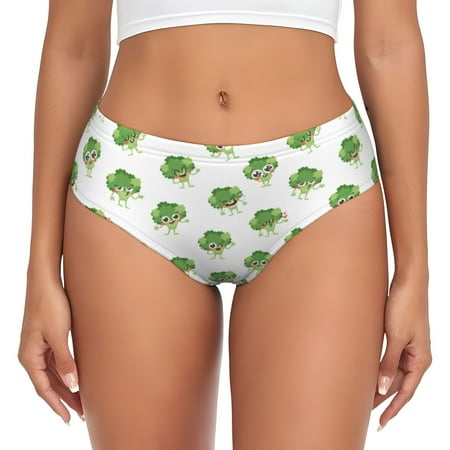 Womens Underwear - Creative Cartoon broccoli cute No Show Seamless Underwear for Women  Soft Stretch Womens Panties  Hipster Ladies Panties Bikini Underwear Briefs