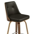thumbnail image 6 of Nolte 30" Swivel Bar Stool in Brown Faux Leather and Walnut Wood, 6 of 8