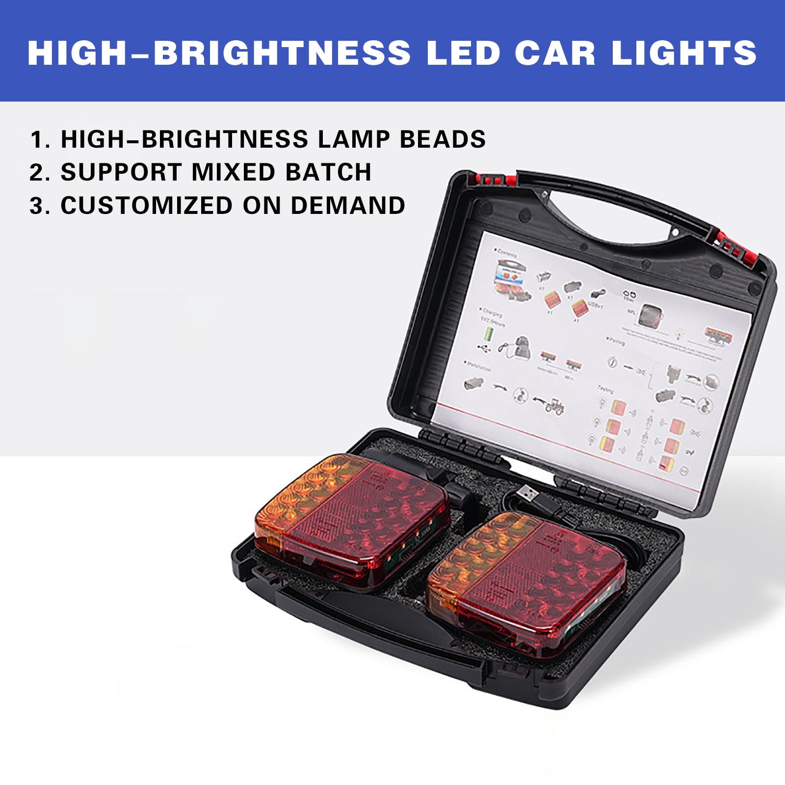 Magnetic Wireless Tail Lights for Trailer, 2025 Upgraded Wireless Trailer Lights Kit, Rechargeable Magnetic Led Trailers Light, for Truck, Rv, Camper, Boat