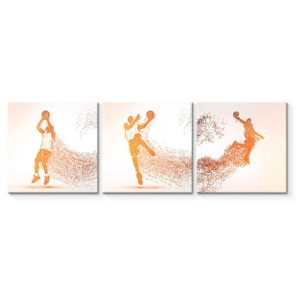 wall26 3 Panel Canvas Wall Art Play Basketball Pictures Home Wall Decorations for Bedroom Living Room Paintings Canvas Prints Framed - 16"x16"x3 Panels