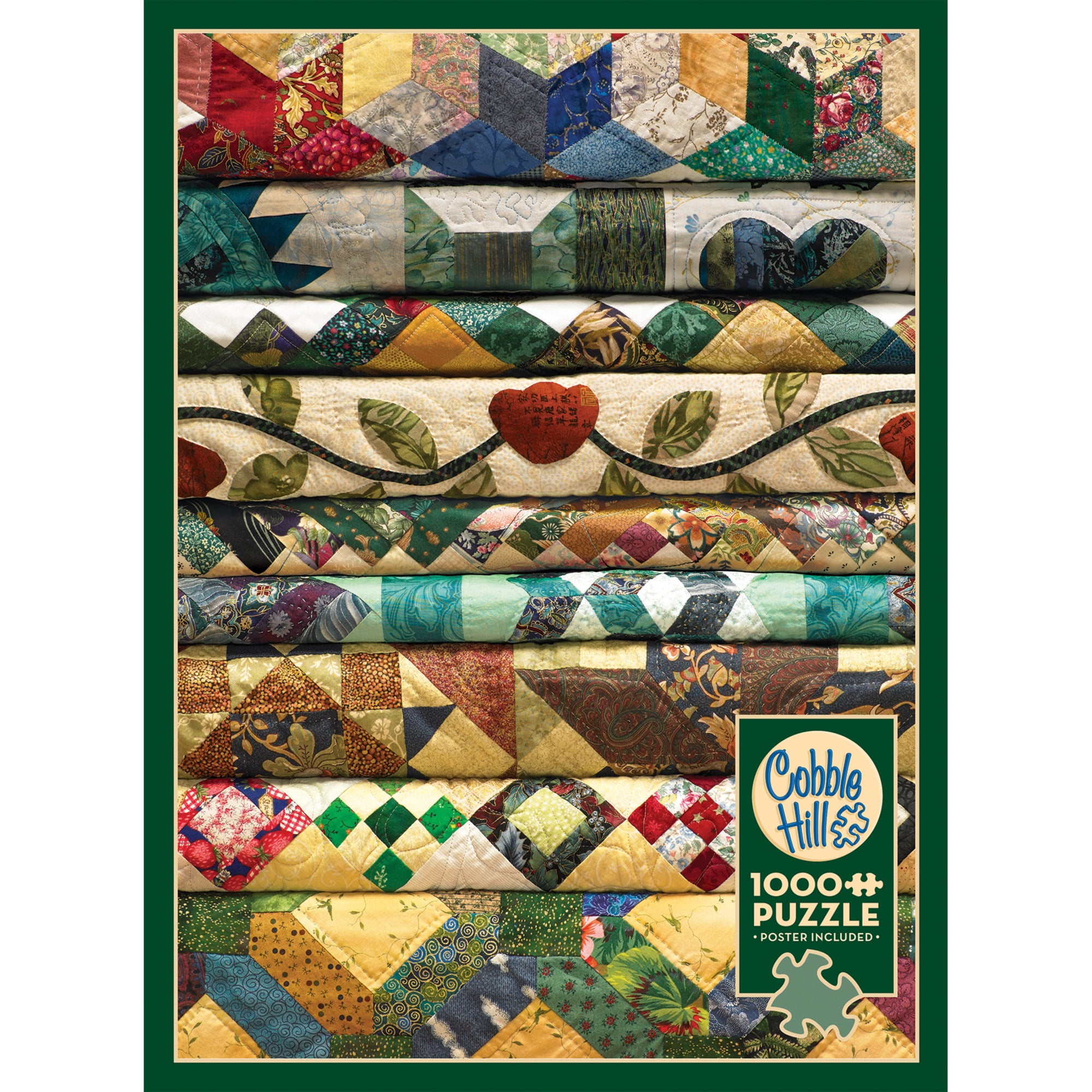 Cobble Hill 1000 Piece Puzzle: Grandma's Quilts - Reference Poster Included, High Quality Jigsaw, Earth Friendly