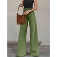 thumbnail image 2 of Womens Green High-Waisted Wide-Leg Denim Jeans, Casual Flare Pants, 2 of 30