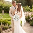 Artificial Flower Bouquet 35 Pcs White Roses With 15 Pcs Baby Breath ...