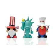 Madanar Independence Day Resin Gnomes 3-Piece Set for Tiered Tray Shelf Decorations - Statue of Liberty, Sparklers, USA Flag