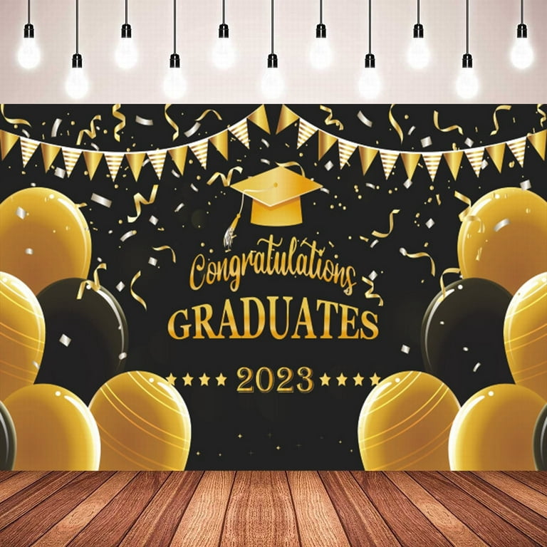 Class of 2024 Black and Gold Glitter Grad Party Sign 