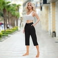 thumbnail image 4 of ABATAB Capri Pants for Women with Pockets Crossover Yoga Pants Baggy Workout Summer Crop Trousers for Casual Exercise, 4 of 7