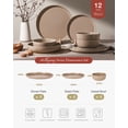 thumbnail image 6 of Famiware Plates and Bowls Set, 12 Piece Stoneware Dinnerware Sets, Brown, 6 of 8