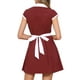 thumbnail image 3 of CAMISA DE VESTIR CON BOTONES PARA MUJER INSPIRE CHIC, CON SOLAPA EN MUESTRA CORTA, VESTIDOS DE TRABAJO CON CINTURÓN XL BURDEOS OSCURO, 3 of 5