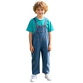 thumbnail image 4 of SONGGE Toddler Girls Denim Overalls Casual Loose Fit Jumpsuit With Tops Outfit Sets For Baby Solid Color Breathable Clothes Sets, 4 of 5