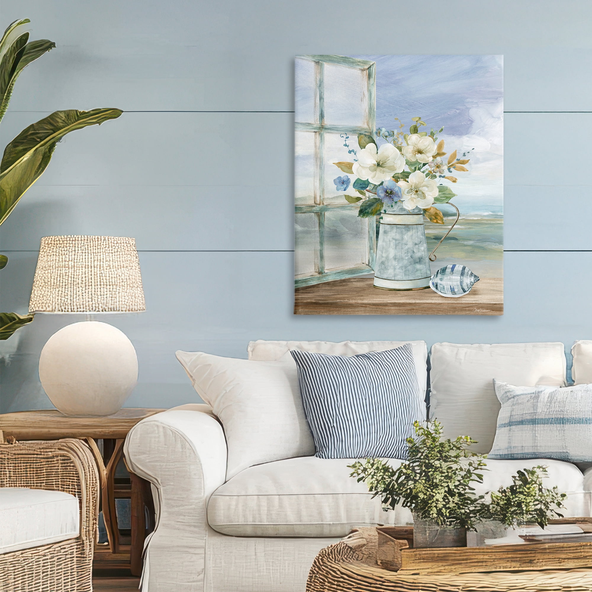 Stupell Industries Seaside Floral Bouquet Window Canvas Wall Art, design by Carol Robinson