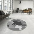 thumbnail image 3 of Ahgly Company Indoor Round Patterned Gray Dolphin Gray Area Rugs, 7' Round, 3 of 6