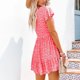 thumbnail image 2 of Vestido de manga corta con cuello en V para mujer, vestido con botones en la parte delantera, estampado floral, vestido informal suelto de verano, 2 of 5