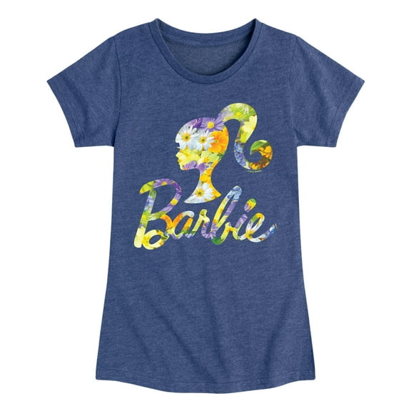 Barbie - Spring Bouquet Pattern Logo - Toddler And Youth Girls Short Sleeve Graphic T-Shirt