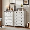 thumbnail image 3 of Joaxswe Classic 4-Piece Adult Farmhouse Engineered Wood Bedroom Furniture Set White, 3 of 10