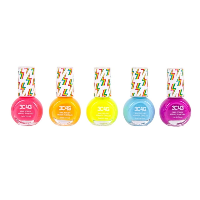Set de esmalte de uñas de neón 3C4G - Esmalte de uñas de secado rápido para niñas - Incluye 5 colores de neón - Kit de esmalte de uñas no tóxico para niños a partir de 8 años por Make It Real