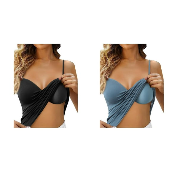 (2-Pack) Kcodviy Shelf Bra Camisoles Adjustable 100 Percent Cotton Tops for Women Spaghetti Strap Tank Tops 4Xl Blouse Basic Layer