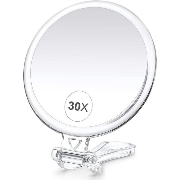 GHSDFBB 30X Magnifying Mirror, Magnifying Mirror with Handle for Travel Mirror, Handheld Magnifying Mirror with Double Side 30X/1X Magnification, Handheld Mirror for Eyes Makeup 5 in