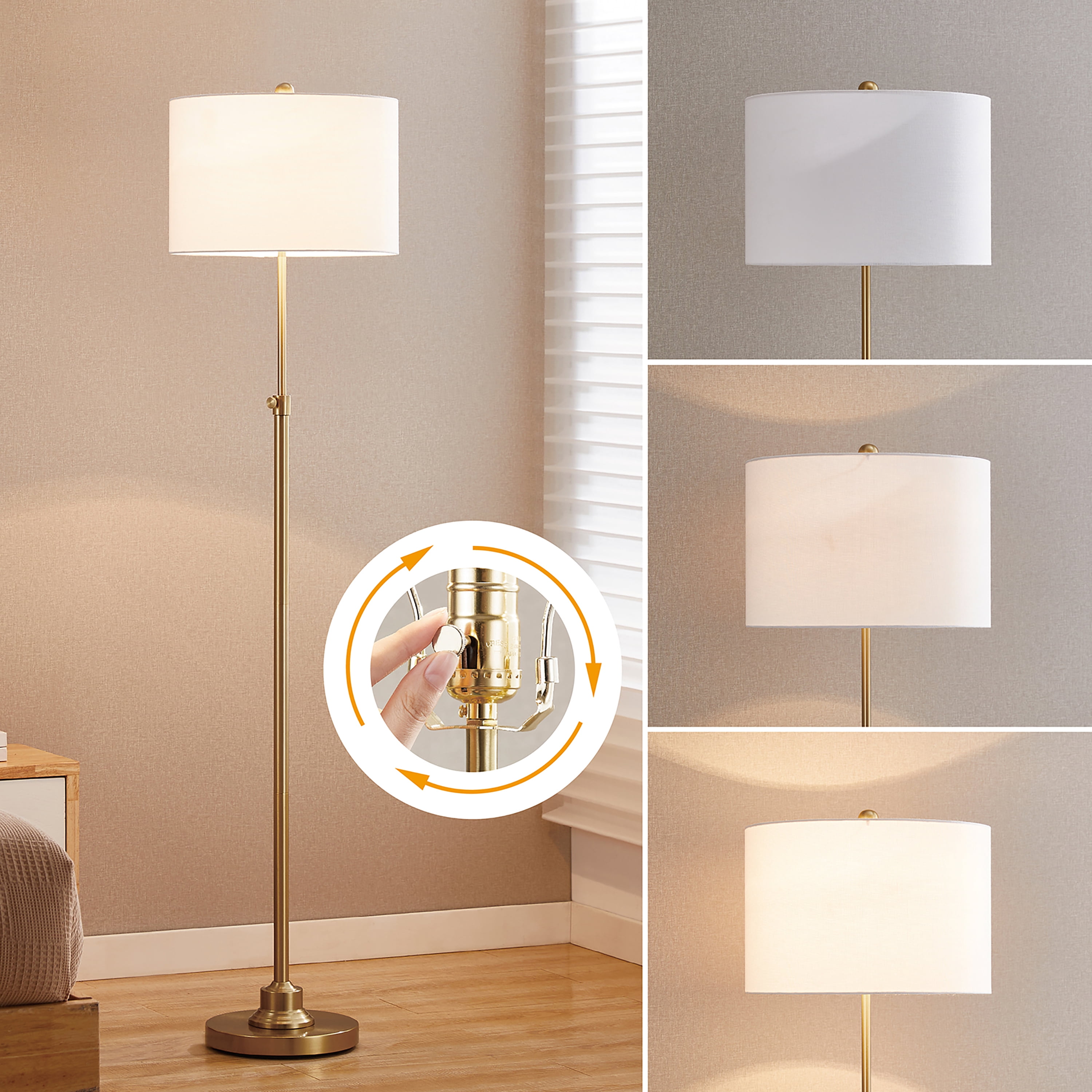 Kyrid Modern Floor Lamp 63” Tall Standing Lamp,Metal Adjustable Height Floor Lamp for Bedroom Living Room Corner