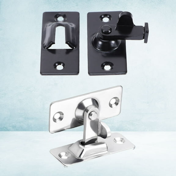 WHAMVOX 2Pcs 90 Degree Solid Door Latch Bolt 304 Stainless Steel Lock Sliding Door Right Angle Buckle(Black Silver)