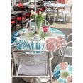thumbnail image 5 of Outdoor Tablecloths with Umbrella Hole & Zipper, Turquoise Green Palm Leaves Round Tablecloth 54 Inch, Tropical Botanical Summer Waterproof Table Cloth, Patio/Pool/Picnic Table Covers, 5 of 8