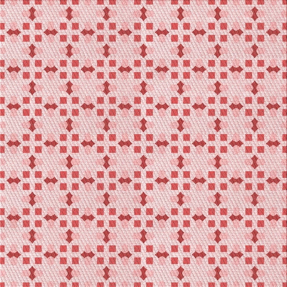 Ahgly Company Indoor Square Patterned Light Red Pink Area Rugs, 5' Square