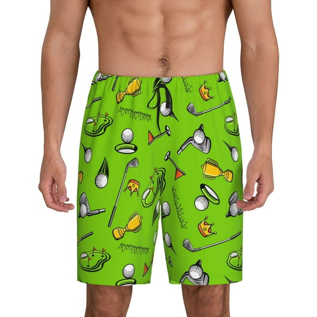 Vsdgher Shorts de Pyjama Imprimés pour Hommes Club de Golf Bas de Pyjama Légers avec Poches-Grand
