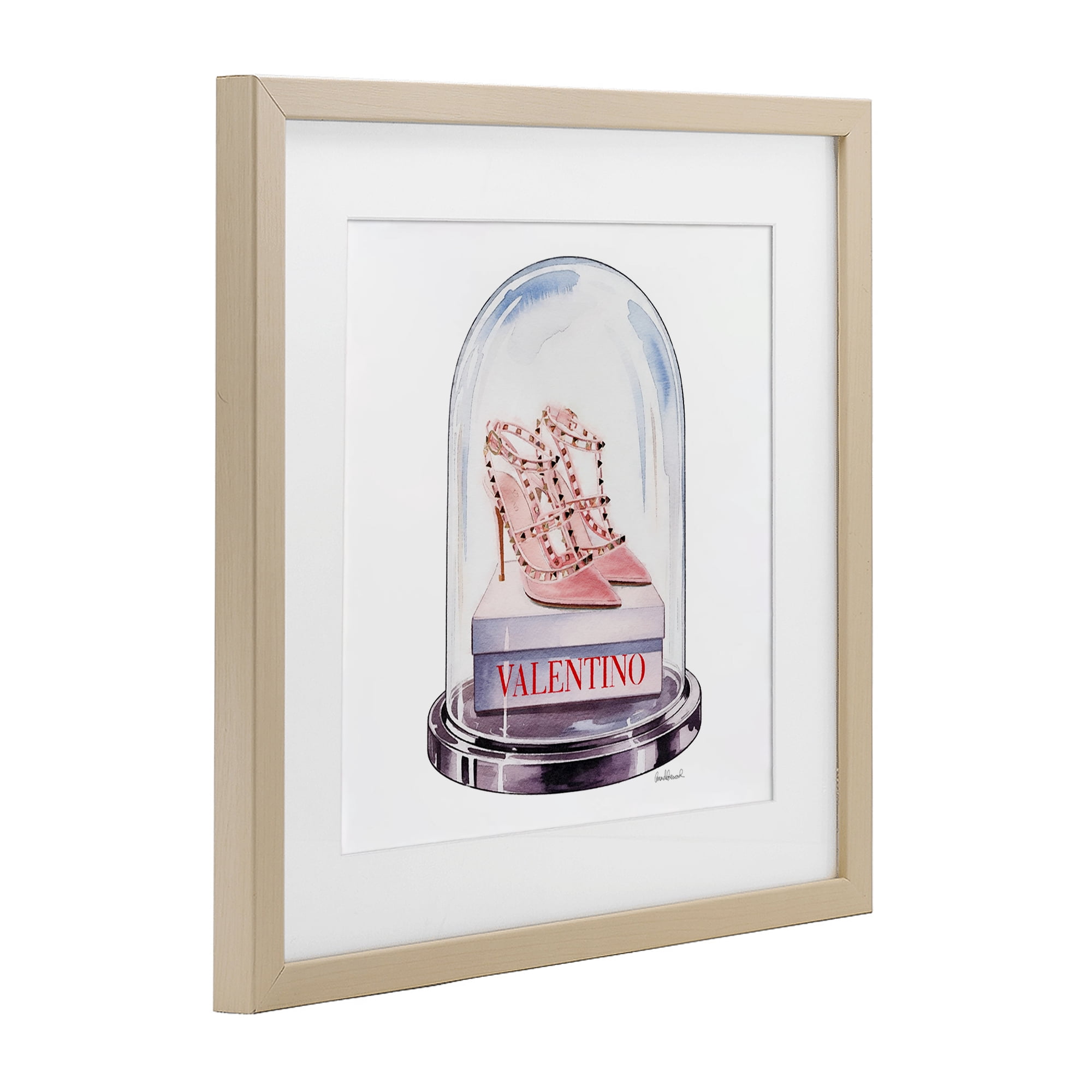 Stupell Industries Pink Heels in Bell Jar Birch Framed Print Under Glass, design by Amanda Greenwood