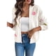 thumbnail image 2 of Cárdigan Corto de Mujer, Suéter de Larga, Estilo Bohemio, Bordado Floral de Ganchillo, Corte Oversize, Prenda Exterior de Punto Abierta L, 2 of 9