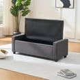 thumbnail image 5 of S-HOME 48 Inch Rectangle Linen Storage Bench with Safety Hinge, for Bedroom or Entryway Furniture, Grey, 5 of 9