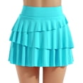 thumbnail image 2 of FAOWME Women's Skirts With Pockets High Waist Solid Color Comfortable Breathable Fitness Yoga Skirt Built In Shorts For Sports Activities,Light Blue,M, 2 of 7