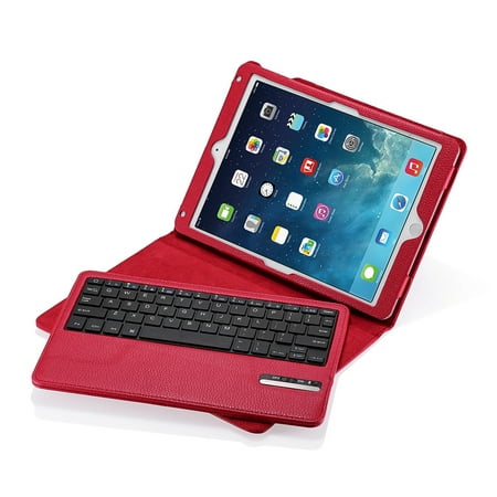 Poweradd Removable Bluetooth Keyboard With Leather Case for iPad Air 1 /2, iPad 5