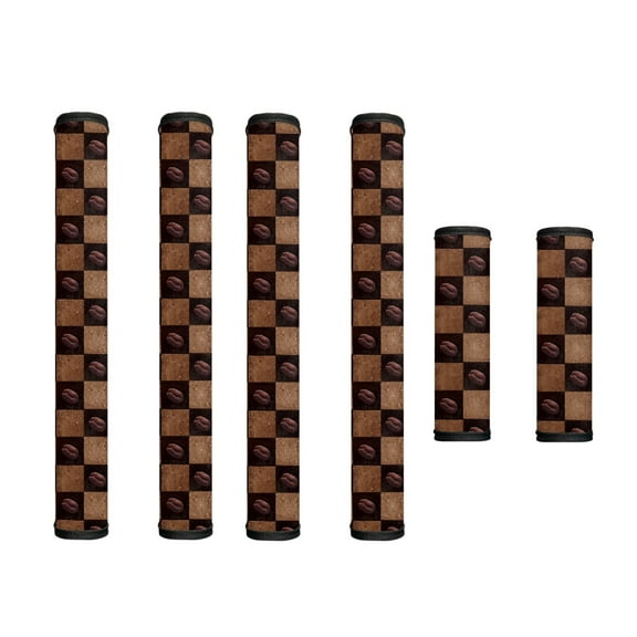 SEANATIVE Refrigerator Door Handle Covers Set of 6 Washable Electric Appliance Decor Handles Fridge Dishwasher Kitchen Cabinet Door Cloth Protector Indoor Home Decor, Coffee Bean Brown Plaid
